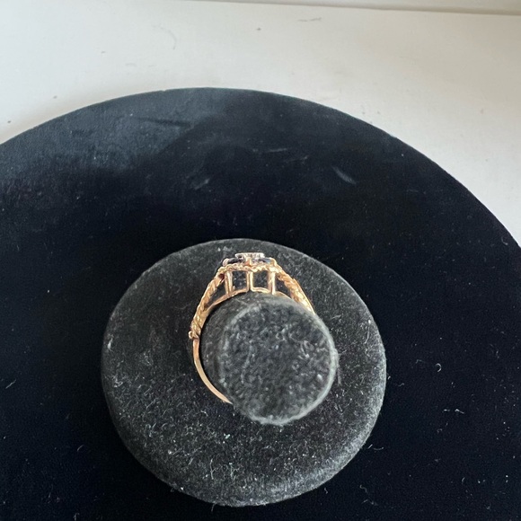 Vtg 10k yellow gold sapphire diamond Italian ring⭐️ - Picture 7 of 13